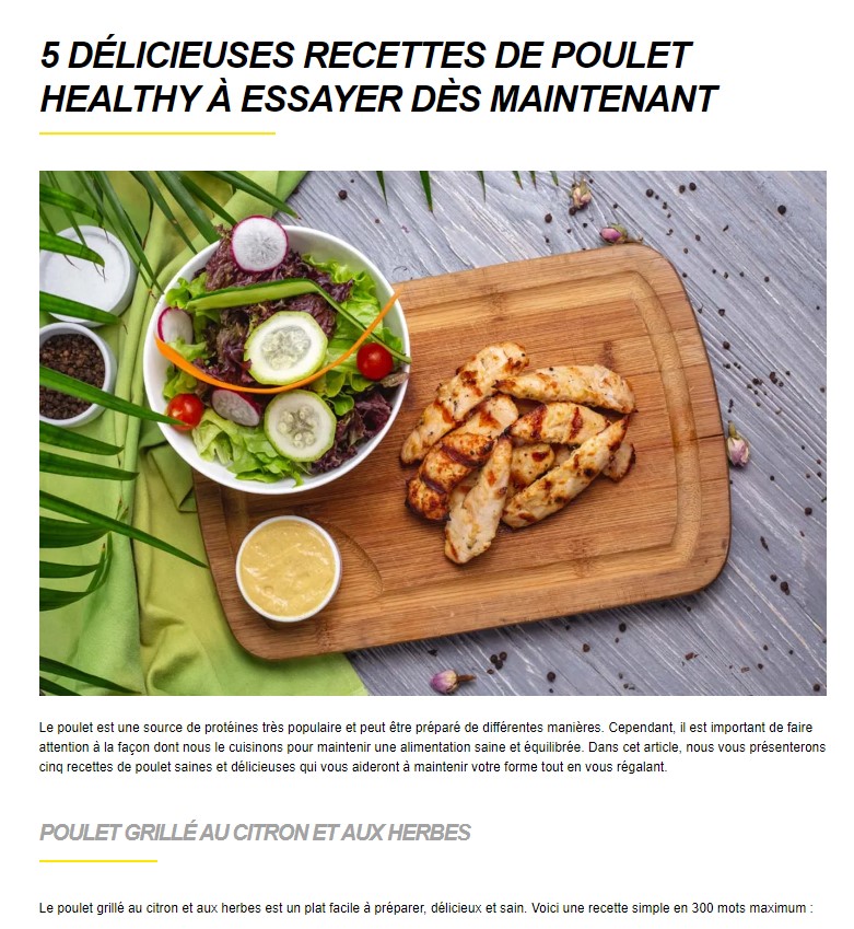 Article de blog recettes healthy