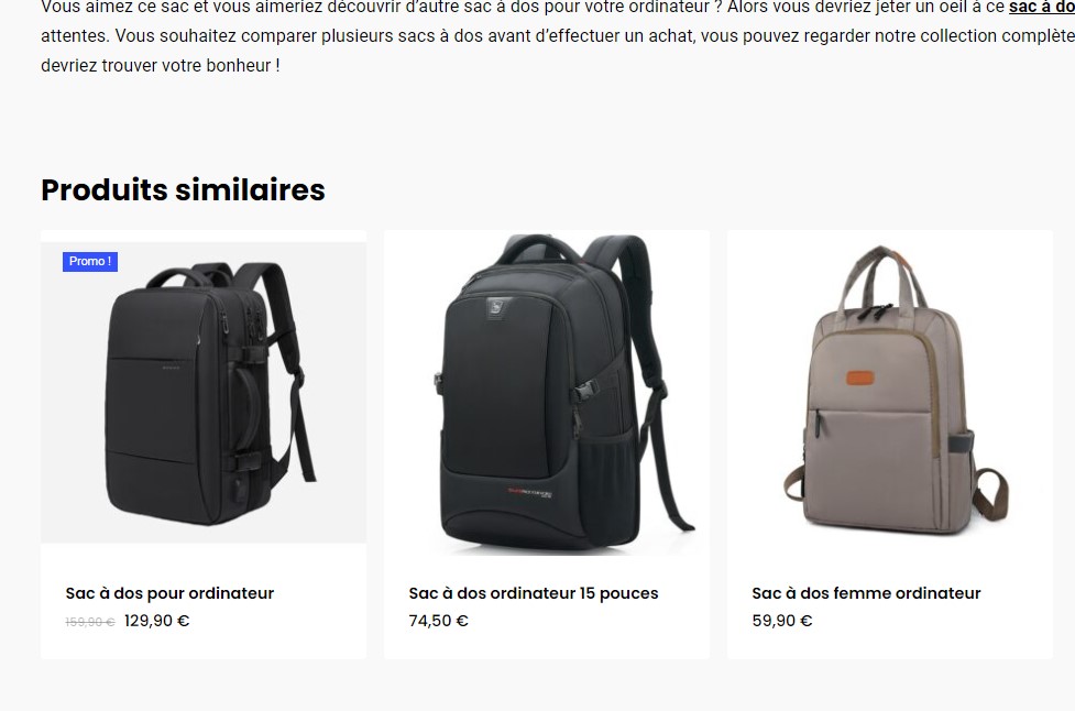 sac ordinateurs ecommerce produits recommandés