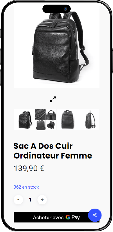 fiche produit sac ordinateurs ecommerce