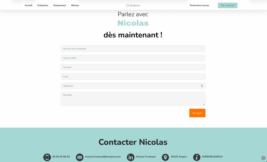 CSE externalisé tempeos page contact